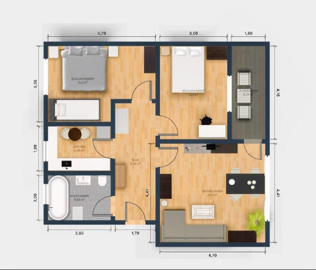 Ecocube Apartment2 Meppen14, Balkon, Kueche, Waschmaschine エクステリア 写真